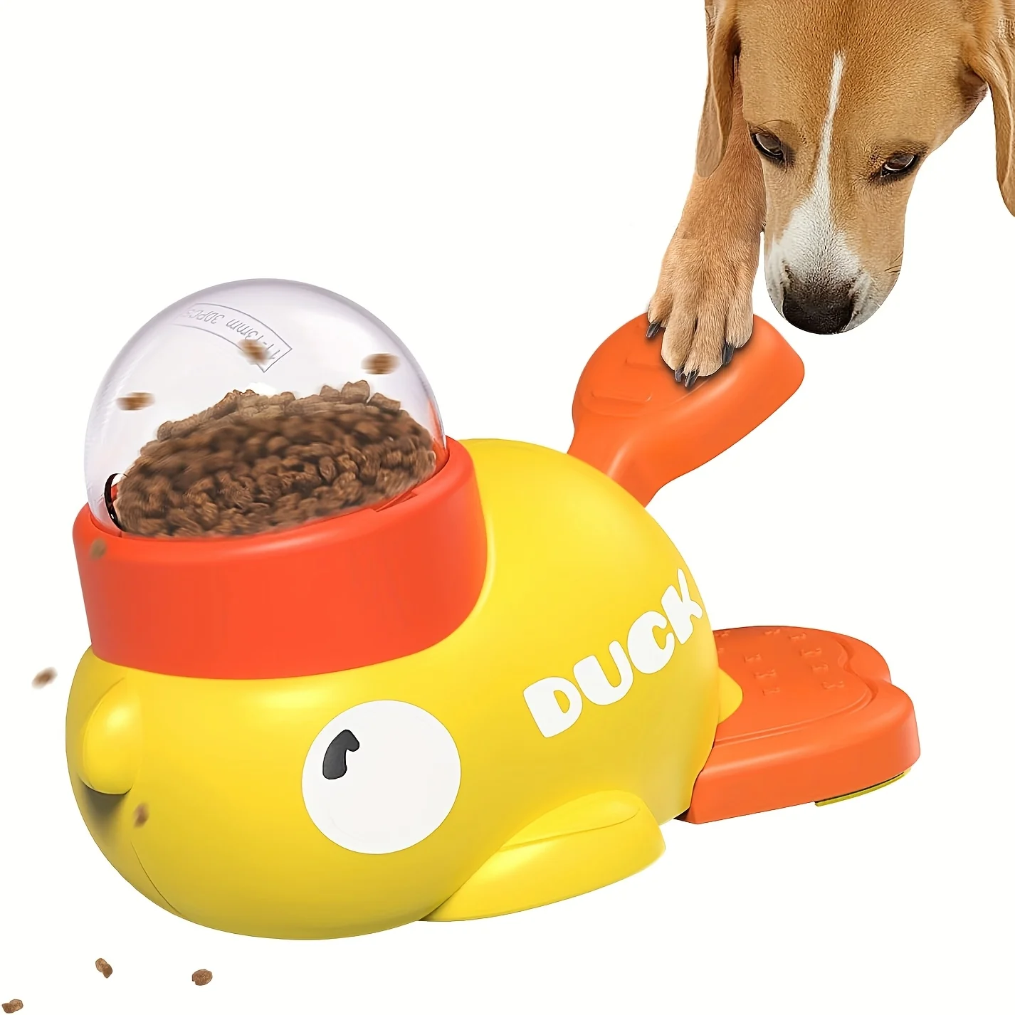 Interactive Press Dog Snack Dispenser Toy - Slow Feeder Puzzle Feeder, Duck Design, Encourages Healthy Eating & Mental Development, Durable Plastic Material, Perfect for All Breed Sizes, Dog Treats | Duckshaped | Durable Plastic